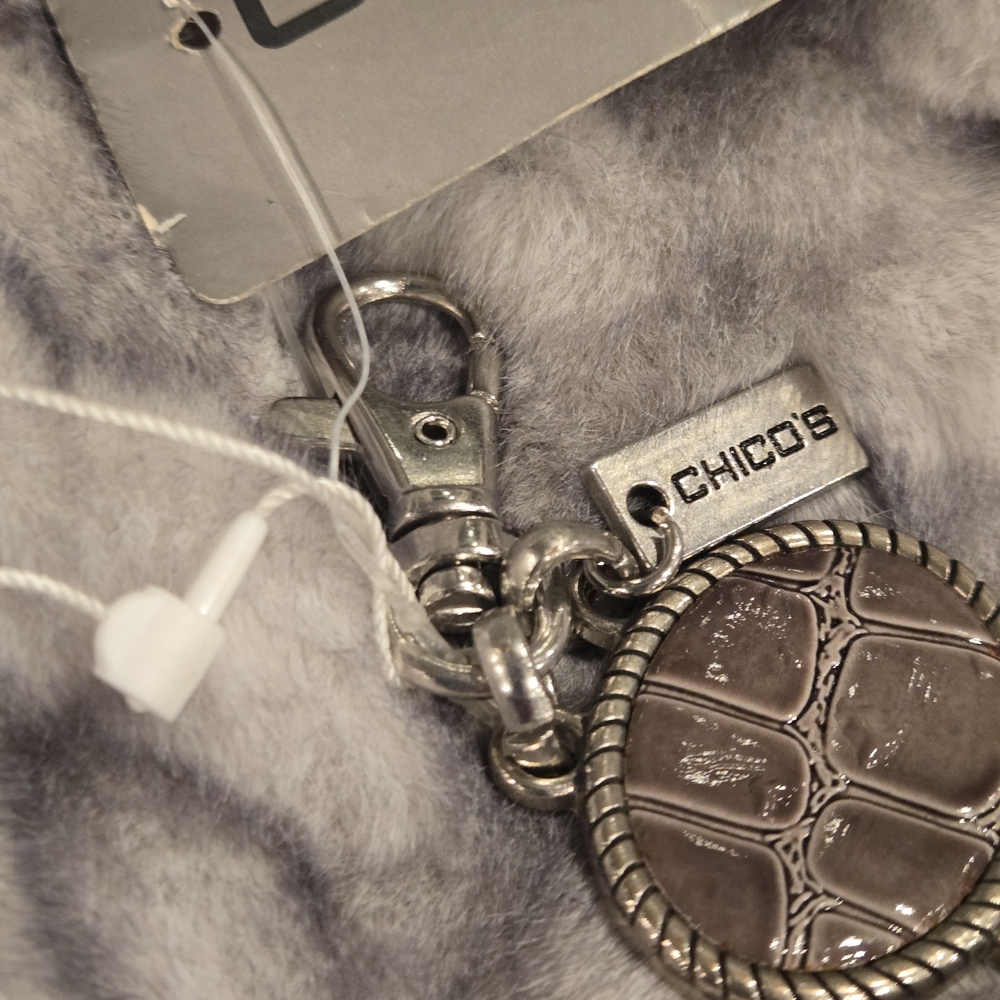Chico’s Tonal Python Patch Chain Belt Black Silve… - image 6